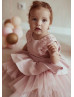 Blush Lace Tulle Peplum Flower Girl Dress